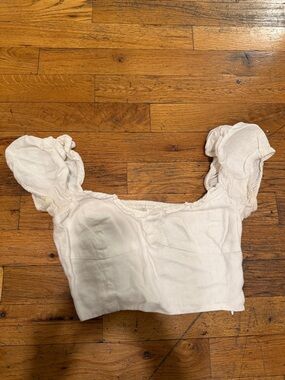 Wilfred Cream Puff-Sleeve Square Crop Top